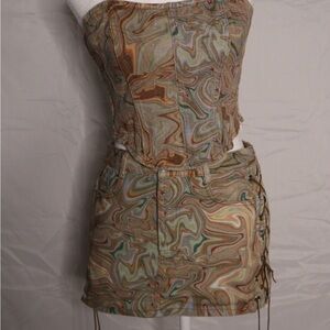 Stylish Multicolor Strapless Dress